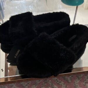 Forever 21 Black Plush Slippers